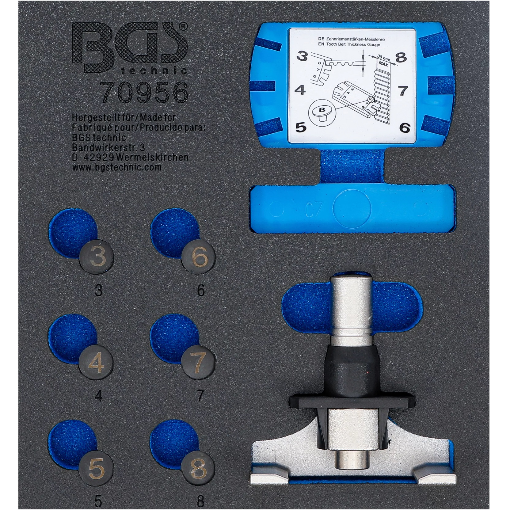 Modul 1/6 - mierka na ozubený remeň a meracie náradie, BGS 70956